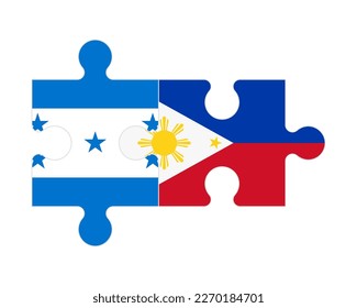 Rompecabezas conectado de banderas de Honduras y Filipinas, vector