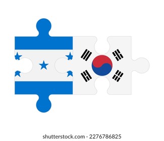 Connected puzzle of flags of Honduras and South Korea, vector