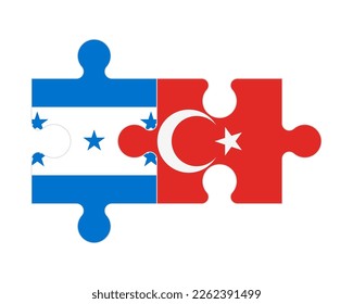 Connected puzzle of flags of Honduras and Turkey, vector