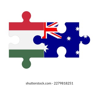 Connected puzzle of flags of Hungary and Australia, vector