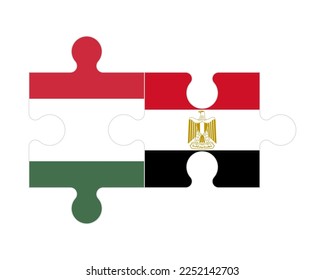 Connected puzzle of flags of Hungary and Egypt, vector