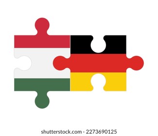 Connected puzzle of flags of Hungary and Germany, vector