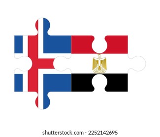 Rompecabezas conectado de banderas de Islandia y Egipto, vector