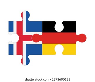 Connected puzzle of flags of Iceland and Germany, vector