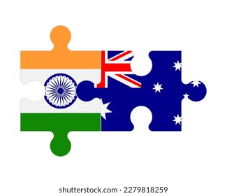 Connected puzzle of flags of India and Australia, vector