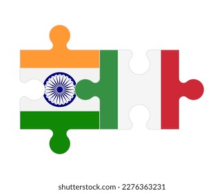 Verbundenes Rätsel der Flaggen Indiens und Italiens, Vektorgrafik