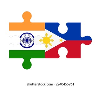 Connected puzzle of flags of India and Philippines, vector