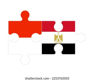 Connected puzzle of flags of Indonesia and Egypt, vector