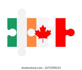 Connected puzzle of flags of Ireland and Canada, vector