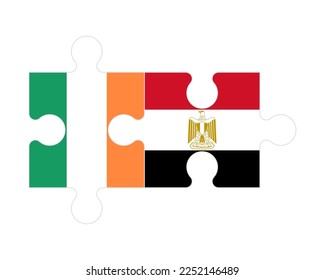 Connected puzzle of flags of Ireland and Egypt, vector