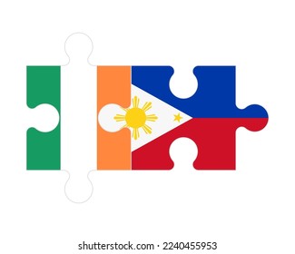 Connected puzzle of flags of Ireland and Philippines, vector