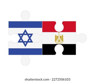 Rompecabezas conectado de banderas de Israel y Egipto, vector
