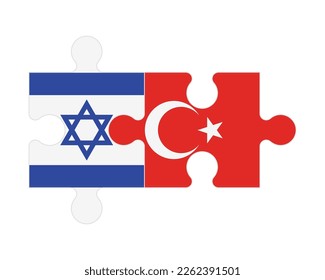Connected puzzle of flags of Israel and Turkey, vector