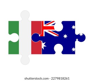 Connected puzzle of flags of Italy and Australia, vector