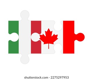Connected puzzle of flags of Italy and Canada, vector