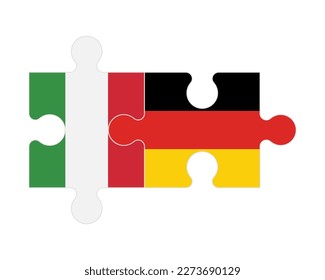 Connected puzzle of flags of Italy and Germany, vector
