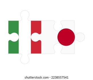 Connected puzzle of flags of Italy and Japan, vector