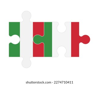 Verbundenes Rätsel der Flaggen Italiens und Italiens, Vektorgrafik