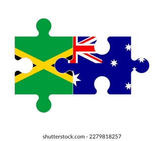 Connected puzzle of flags of Jamaica and Australia, vector