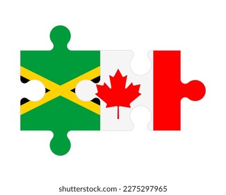 Rompecabezas conectado de banderas de Jamaica y Canadá, vector