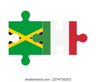 Connected puzzle of flags of Jamaica and Italy, vector