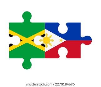 Rompecabezas conectado de banderas de Jamaica y Filipinas, vector