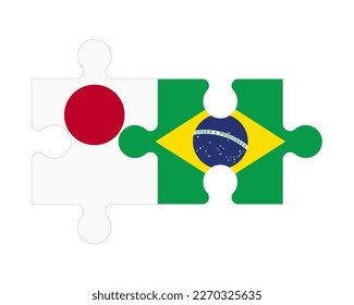 Connected puzzle of flags of Japan and Brazil, vector