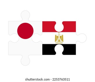 Connected puzzle of flags of Japan and Egypt, vector