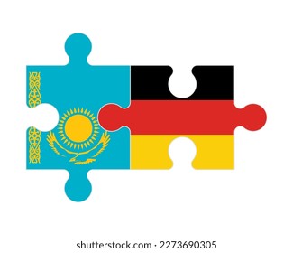 Connected puzzle of flags of Kazakhstan and Germany, vector