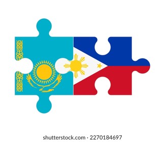 Connected puzzle of flags of Kazakhstan and Philippines, vector