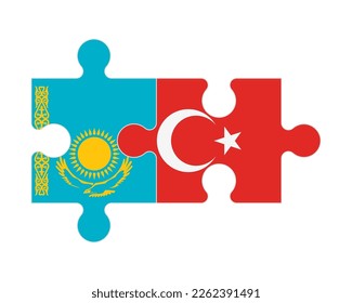 Verbundenes Rätsel der Flaggen Kasachstans und der Türkei, Vektorgrafik