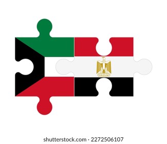 Connected puzzle of flags of Kuwait and Egypt, vector