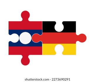 Connected puzzle of flags of Laos and Germany, vector