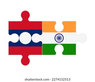 Connected puzzle of flags of Laos and India, vector
