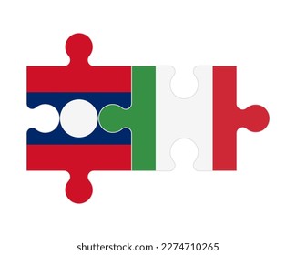 Connected puzzle of flags of Laos and Italy, vector