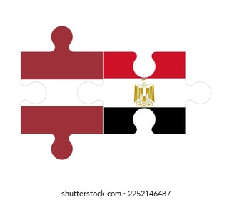 Rompecabezas conectado de banderas de Letonia y Egipto, vector