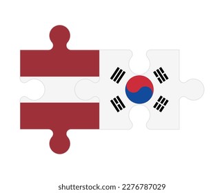 Connected puzzle of flags of Latvia and South Korea, vector