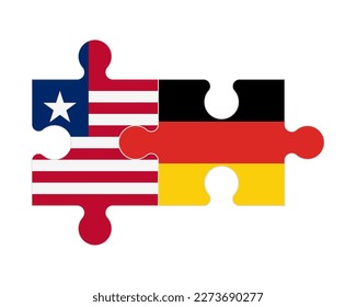 Connected puzzle of flags of Liberia and Germany, vector