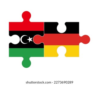 Connected puzzle of flags of Libya and Germany, vector