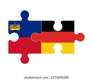 Connected puzzle of flags of Liechtenstein and Germany, vector