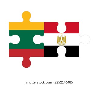 Connected puzzle of flags of Lithuania and Egypt, vector