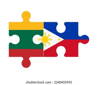 Connected puzzle of flags of Lithuania and Philippines, vector
