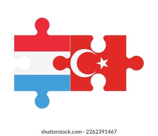 Connected puzzle of flags of Luxembourg and Turkey, vector