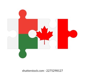 Connected puzzle of flags of Madagascar and Canada, vector