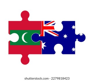 Connected puzzle of flags of Maldives and Australia, vector