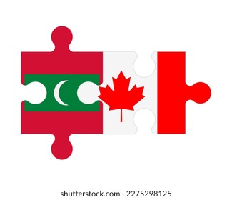 Rompecabezas conectado de banderas de Maldivas y Canadá, vector