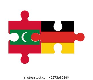 Connected puzzle of flags of Maldives and Germany, vector