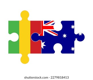 Connected puzzle of flags of Mali and Australia, vector