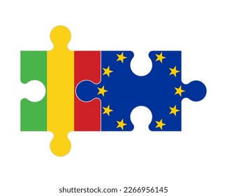 Connected puzzle of flags of Mali and European Union, vector