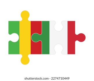 Rompecabezas conectado de banderas de Mali e Italia, vector